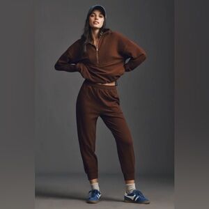 Varley brushed rib slim cuff pants length 25 in chocolate brown